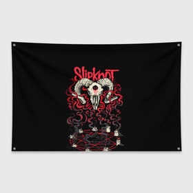 Флаг-баннер с принтом Slipknot в Екатеринбурге, 100% полиэстер | размер 67 х 109 см, плотность ткани — 95 г/м2; по краям флага есть четыре люверса для крепления | deth | rock | slipknot | баран | маска | мрак | рок | слипнот | череп