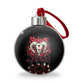 Ёлочный шар с принтом Slipknot в Екатеринбурге, Пластик | Диаметр: 77 мм | deth | rock | slipknot | баран | маска | мрак | рок | слипнот | череп
