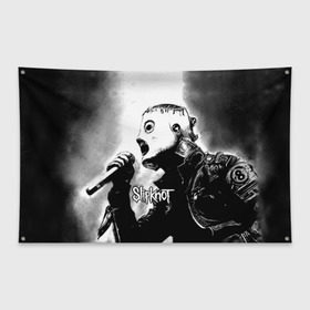 Флаг-баннер с принтом Slipknot в Екатеринбурге, 100% полиэстер | размер 67 х 109 см, плотность ткани — 95 г/м2; по краям флага есть четыре люверса для крепления | rock | slipknot | маска | мрак | рок | слипнот