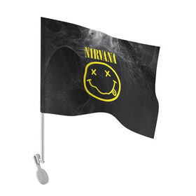 Флаг для автомобиля с принтом Nirvana в Екатеринбурге, 100% полиэстер | Размер: 30*21 см | cobain | curt | nirvana | rock | smile | кобейн | курт | рок | смайл