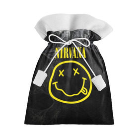 Подарочный 3D мешок с принтом Nirvana в Екатеринбурге, 100% полиэстер | Размер: 29*39 см | Тематика изображения на принте: cobain | curt | nirvana | rock | smile | кобейн | курт | рок | смайл