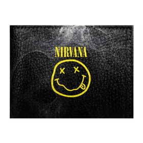 Обложка для студенческого билета с принтом Nirvana в Екатеринбурге, натуральная кожа | Размер: 11*8 см; Печать на всей внешней стороне | Тематика изображения на принте: cobain | curt | nirvana | rock | smile | кобейн | курт | рок | смайл