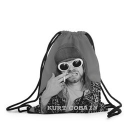 Рюкзак-мешок 3D с принтом Nirvana в Екатеринбурге, 100% полиэстер | плотность ткани — 200 г/м2, размер — 35 х 45 см; лямки — толстые шнурки, застежка на шнуровке, без карманов и подкладки | Тематика изображения на принте: cobain | curt | nirvana | rock | кобейн | курт | рок