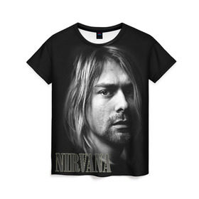 Женская футболка 3D с принтом Nirvana в Екатеринбурге, 100% полиэфир ( синтетическое хлопкоподобное полотно) | прямой крой, круглый вырез горловины, длина до линии бедер | cobain | curt | nirvana | rock | кобейн | курт | рок
