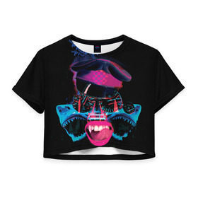 Женская футболка 3D укороченная с принтом The Prodigy в Екатеринбурге, 100% полиэстер | круглая горловина, длина футболки до линии талии, рукава с отворотами | лиса