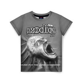 Детская футболка 3D с принтом The Prodigy в Екатеринбурге, 100% гипоаллергенный полиэфир | прямой крой, круглый вырез горловины, длина до линии бедер, чуть спущенное плечо, ткань немного тянется | dnb | drum | prodigy | rave | продиджи | рейв | рэйв