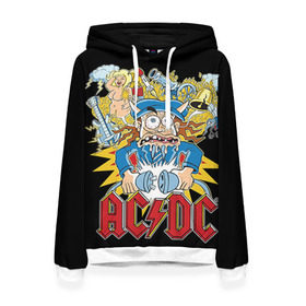 Женская толстовка 3D с принтом AC/DC в Екатеринбурге, 100% полиэстер  | двухслойный капюшон со шнурком для регулировки, мягкие манжеты на рукавах и по низу толстовки, спереди карман-кенгуру с мягким внутренним слоем. | ac dc | acdc | rock | рок | эйсидиси