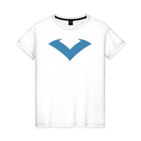 Женская футболка хлопок с принтом Nightwing в Екатеринбурге, 100% хлопок | прямой крой, круглый вырез горловины, длина до линии бедер, слегка спущенное плечо | 