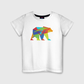 Детская футболка хлопок с принтом Fractal geometric bear в Екатеринбурге, 100% хлопок | круглый вырез горловины, полуприлегающий силуэт, длина до линии бедер | fractal geometric bear медведь миша треугольн