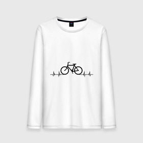 Мужской лонгслив хлопок с принтом Велоспорт в Екатеринбурге, 100% хлопок |  | bicycle | bike | biker | байк | велик | велосипед | велосипедист | велоспорт | кардиограмма | спорт
