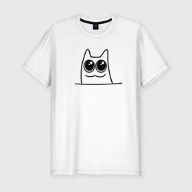Мужская футболка премиум с принтом Карманный котик в Екатеринбурге, 92% хлопок, 8% лайкра | приталенный силуэт, круглый вырез ворота, длина до линии бедра, короткий рукав | Тематика изображения на принте: 