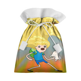Подарочный 3D мешок с принтом Волосы Финна в Екатеринбурге, 100% полиэстер | Размер: 29*39 см | Тематика изображения на принте: джейк