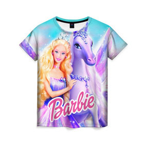 Женская футболка 3D с принтом Barbie в Екатеринбурге, 100% полиэфир ( синтетическое хлопкоподобное полотно) | прямой крой, круглый вырез горловины, длина до линии бедер | barbie | барби | кукла