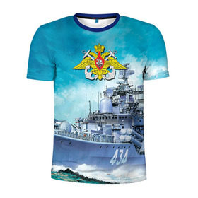 Мужская футболка 3D спортивная с принтом ВМФ в Екатеринбурге, 100% полиэстер с улучшенными характеристиками | приталенный силуэт, круглая горловина, широкие плечи, сужается к линии бедра | вмф | корабль | морской флот | россия | рф | силовые структуры