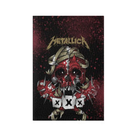 Обложка для паспорта матовая кожа с принтом Metallica в Екатеринбурге, натуральная матовая кожа | размер 19,3 х 13,7 см; прозрачные пластиковые крепления | metallica | металл | рок