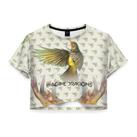 Женская футболка 3D укороченная с принтом Imagine Dragons в Екатеринбурге, 100% полиэстер | круглая горловина, длина футболки до линии талии, рукава с отворотами | imagine dragons