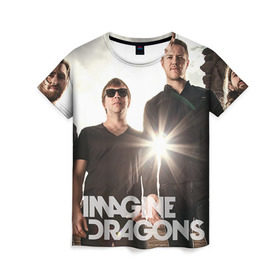 Женская футболка 3D с принтом Imagine Dragons в Екатеринбурге, 100% полиэфир ( синтетическое хлопкоподобное полотно) | прямой крой, круглый вырез горловины, длина до линии бедер | imagine dragons