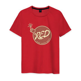 Мужская футболка хлопок с принтом RED в Екатеринбурге, 100% хлопок | прямой крой, круглый вырез горловины, длина до линии бедер, слегка спущенное плечо. | team fortress 2 | пиромант | скаут | тим фортресс | шпион