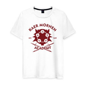Мужская футболка хлопок с принтом Kaer Morhen Academy в Екатеринбурге, 100% хлопок | прямой крой, круглый вырез горловины, длина до линии бедер, слегка спущенное плечо. | kaer morhen academy ведьмак 3 witcher