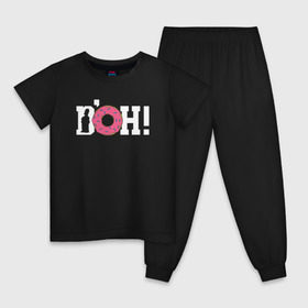 Детская пижама хлопок с принтом DOH! в Екатеринбурге, 100% хлопок |  брюки и футболка прямого кроя, без карманов, на брюках мягкая резинка на поясе и по низу штанин
 | Тематика изображения на принте: doh the simpsons симпсоны гомер пончик доу