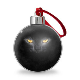Ёлочный шар с принтом Черная кошка в Екатеринбурге, Пластик | Диаметр: 77 мм | Тематика изображения на принте: глаза | киса | кот | котик | кошка | черная кошка