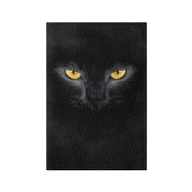 Обложка для паспорта матовая кожа с принтом Черная кошка в Екатеринбурге, натуральная матовая кожа | размер 19,3 х 13,7 см; прозрачные пластиковые крепления | Тематика изображения на принте: глаза | киса | кот | котик | кошка | черная кошка