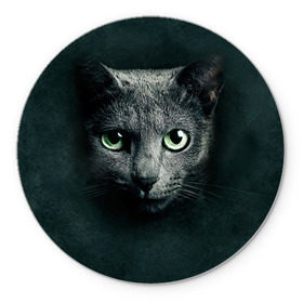 Коврик круглый с принтом Серый кот в Екатеринбурге, резина и полиэстер | круглая форма, изображение наносится на всю лицевую часть | Тематика изображения на принте: киса | кот | котик | кошка | серый кот