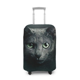 Чехол для чемодана 3D с принтом Серый кот в Екатеринбурге, 86% полиэфир, 14% спандекс | двустороннее нанесение принта, прорези для ручек и колес | Тематика изображения на принте: киса | кот | котик | кошка | серый кот