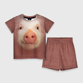 Детский костюм с шортами 3D с принтом Хрюшка в Екатеринбурге,  |  | свинка | свинья | хрюшка