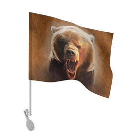Флаг для автомобиля с принтом Медведь в Екатеринбурге, 100% полиэстер | Размер: 30*21 см | медведь | мишка