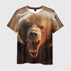 Мужская футболка 3D с принтом Медведь в Екатеринбурге, 100% полиэфир | прямой крой, круглый вырез горловины, длина до линии бедер | медведь | мишка