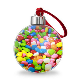 Ёлочный шар с принтом Конфетки в Екатеринбурге, Пластик | Диаметр: 77 мм | Тематика изображения на принте: вкусности | конфеты | мармелад | сладости