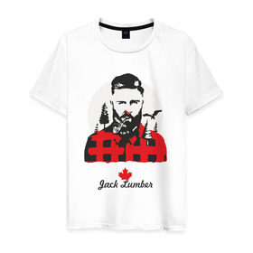 Мужская футболка хлопок с принтом Канадский лесоруб в Екатеринбурге, 100% хлопок | прямой крой, круглый вырез горловины, длина до линии бедер, слегка спущенное плечо. | борода