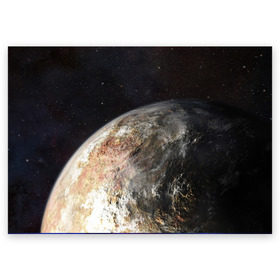 Поздравительная открытка с принтом Плутон в Екатеринбурге, 100% бумага | плотность бумаги 280 г/м2, матовая, на обратной стороне линовка и место для марки
 | космос | планета | плутон