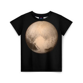 Детская футболка 3D с принтом Плутон в Екатеринбурге, 100% гипоаллергенный полиэфир | прямой крой, круглый вырез горловины, длина до линии бедер, чуть спущенное плечо, ткань немного тянется | Тематика изображения на принте: космос | планета | плутон