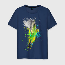 Мужская футболка хлопок с принтом Волнистый попугай в Екатеринбурге, 100% хлопок | прямой крой, круглый вырез горловины, длина до линии бедер, слегка спущенное плечо. | myparrots | попугаи | птицы | цветы