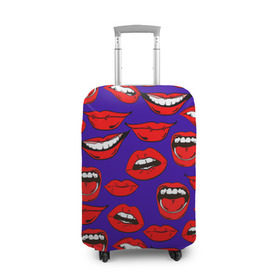 Чехол для чемодана 3D с принтом Губы в Екатеринбурге, 86% полиэфир, 14% спандекс | двустороннее нанесение принта, прорези для ручек и колес | губы | зубы | рот | улыбка