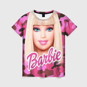 Женская футболка 3D с принтом Барби в Екатеринбурге, 100% полиэфир ( синтетическое хлопкоподобное полотно) | прямой крой, круглый вырез горловины, длина до линии бедер | swag | барки | девушкам | камуфляж | свэг