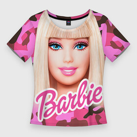 Женская футболка 3D Slim с принтом Барби в Екатеринбурге,  |  | swag | барки | девушкам | камуфляж | свэг
