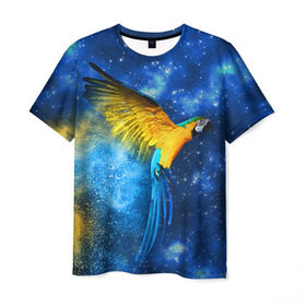 Мужская футболка 3D с принтом Попугаи в Екатеринбурге, 100% полиэфир | прямой крой, круглый вырез горловины, длина до линии бедер | Тематика изображения на принте: macaw | myparrots | parrot | ара | космос | попугаи | птицы