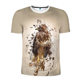 Мужская футболка 3D спортивная с принтом Птица в Екатеринбурге, 100% полиэстер с улучшенными характеристиками | приталенный силуэт, круглая горловина, широкие плечи, сужается к линии бедра | myparrots | орел | перья | птицы | сокол | хищная