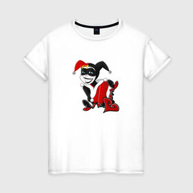 Женская футболка хлопок с принтом Харли Квинн в Екатеринбурге, 100% хлопок | прямой крой, круглый вырез горловины, длина до линии бедер, слегка спущенное плечо | dc | dc comics | harley quinn | харли квинн