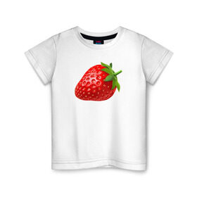 Детская футболка хлопок с принтом Клубника в Екатеринбурге, 100% хлопок | круглый вырез горловины, полуприлегающий силуэт, длина до линии бедер | клубникаклубника