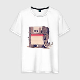 Мужская футболка хлопок с принтом Вымершие виды в Екатеринбурге, 100% хлопок | прямой крой, круглый вырез горловины, длина до линии бедер, слегка спущенное плечо. | Тематика изображения на принте: слон