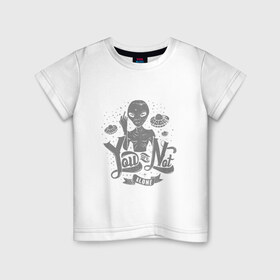Детская футболка хлопок с принтом Ты не один в Екатеринбурге, 100% хлопок | круглый вырез горловины, полуприлегающий силуэт, длина до линии бедер | гуманоид | инопланетянин | летающая тарелка | пришельцы