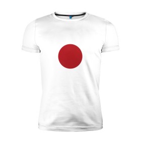 Мужская футболка премиум с принтом Япония минимализм в Екатеринбурге, 92% хлопок, 8% лайкра | приталенный силуэт, круглый вырез ворота, длина до линии бедра, короткий рукав | круг | минимализм | японский флагяпония