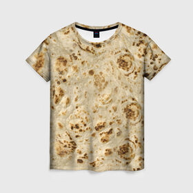 Женская футболка 3D с принтом Лаваш в Екатеринбурге, 100% полиэфир ( синтетическое хлопкоподобное полотно) | прямой крой, круглый вырез горловины, длина до линии бедер | еда | лаваш | прикол | прикольные | хлеб