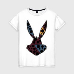 Женская футболка хлопок с принтом Ушастый кролик в Екатеринбурге, 100% хлопок | прямой крой, круглый вырез горловины, длина до линии бедер, слегка спущенное плечо | 