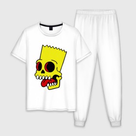 Мужская пижама хлопок с принтом Барт Симпсон. Зомби в Екатеринбурге, 100% хлопок | брюки и футболка прямого кроя, без карманов, на брюках мягкая резинка на поясе и по низу штанин
 | зомби