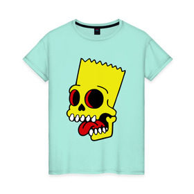Женская футболка хлопок с принтом Барт Симпсон. Зомби в Екатеринбурге, 100% хлопок | прямой крой, круглый вырез горловины, длина до линии бедер, слегка спущенное плечо | зомби